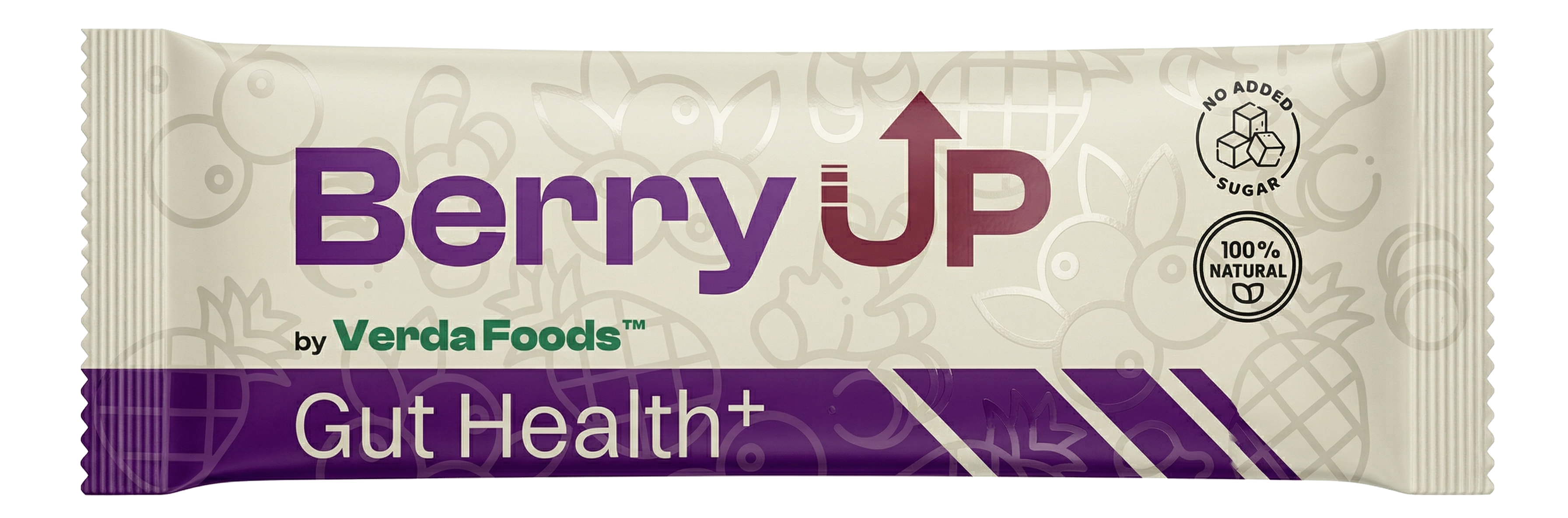 Berry UP by Verda Foods gut health bar packaging on a white background